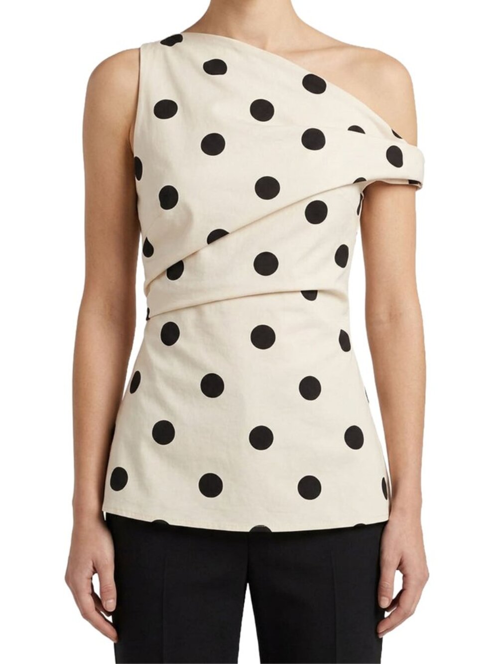 Reformation Dessa Top Pluto Dot One Shoulder Polka Dot Draped Top 0